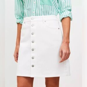 Loft Button-Front White Denim Skirt